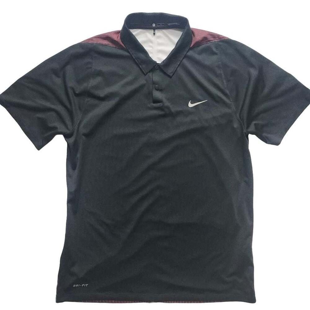 Nike Tiger Woods Collection Dri-FIT Las Vegas Golf Polo Shirt Black Red Men's Si